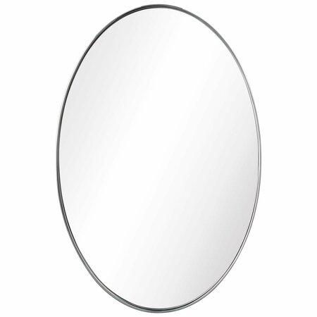 EMPIRE ART DIRECT Ultra Polished Silver Stainless Steel Oval Wall Mirror PSM-50505-2436O
